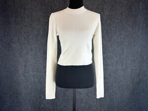 Altar'd State Cropped Sweater Womens XL Ivory Mock Neck Fitted Quiet Luxury